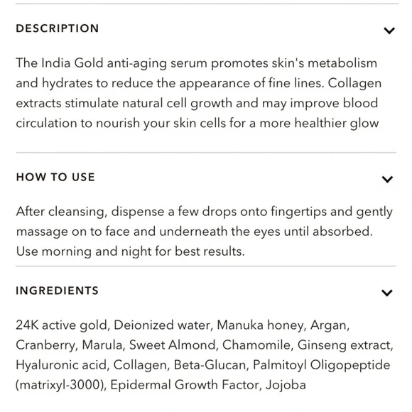 Raeka - India Gold Anti-Aging Serum - 1oz (full size) - Picture 3 of 4